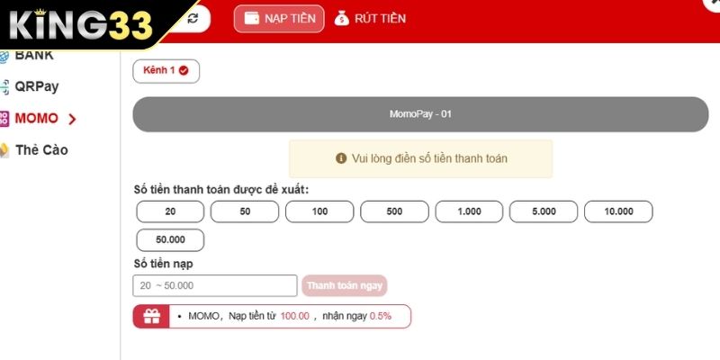 Nạp vốn cược nhanh chóng qua ví điện tử
