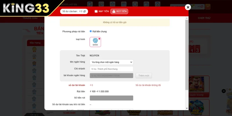 Lưu ý quan trọng giúp bạn rút tiền thành công từ KING33