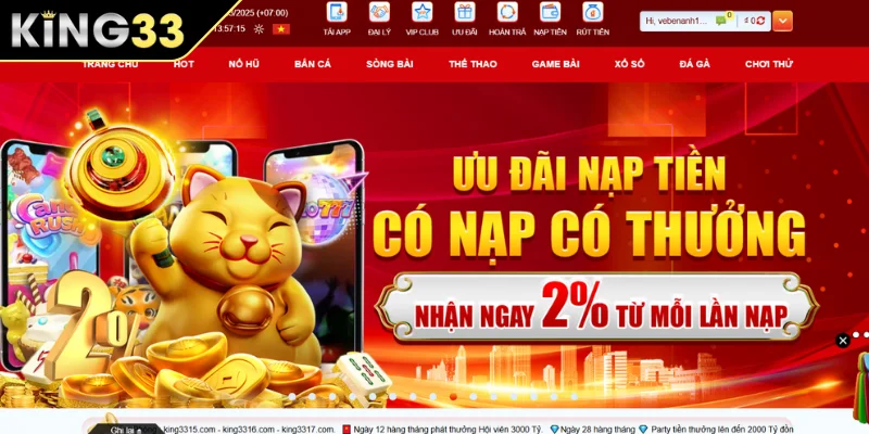 Tài khoản được xác thực để rút tiền KING33